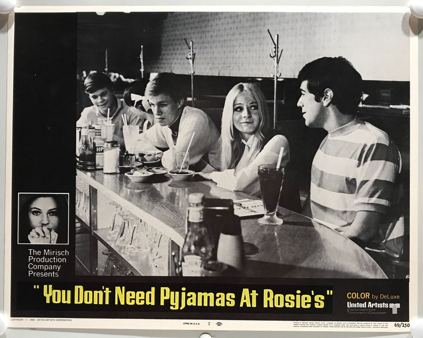 ORIGINAL LOBBY CARDS - YOU DON'T NEED PYJAMAS AT ROSIE'S - 1969 - set of 8