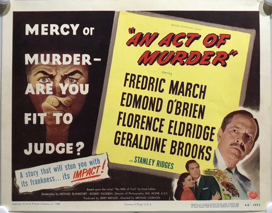ORIGINAL LOBBY CARDS - AN ACT OF MURDER - 1948 - set of 8