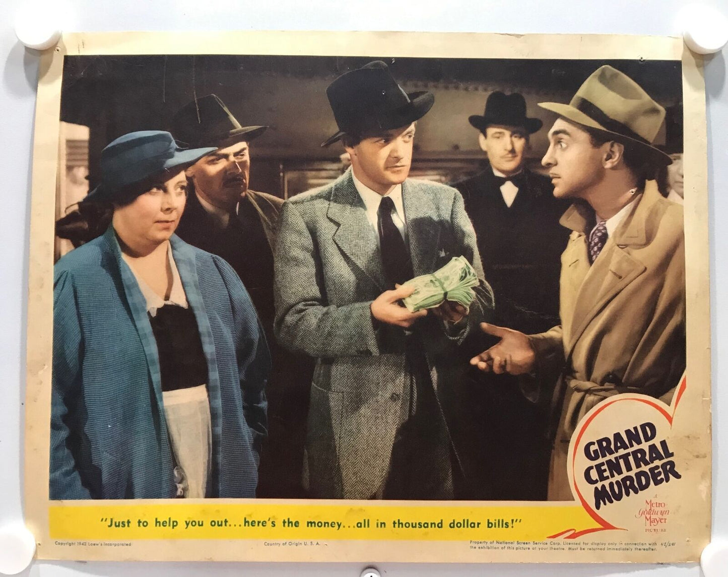 ORIGINAL LOBBY CARDS - GRAND CENTRAL MURDER - 1942 - set of 8