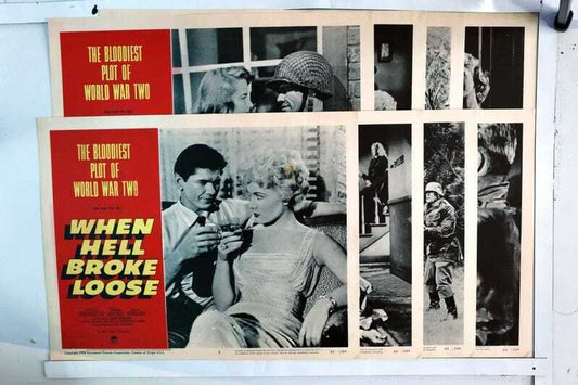 ORIGINAL LOBBY CARDS - WHEN HELL BROKE LOOSE - 1958 - set of 8