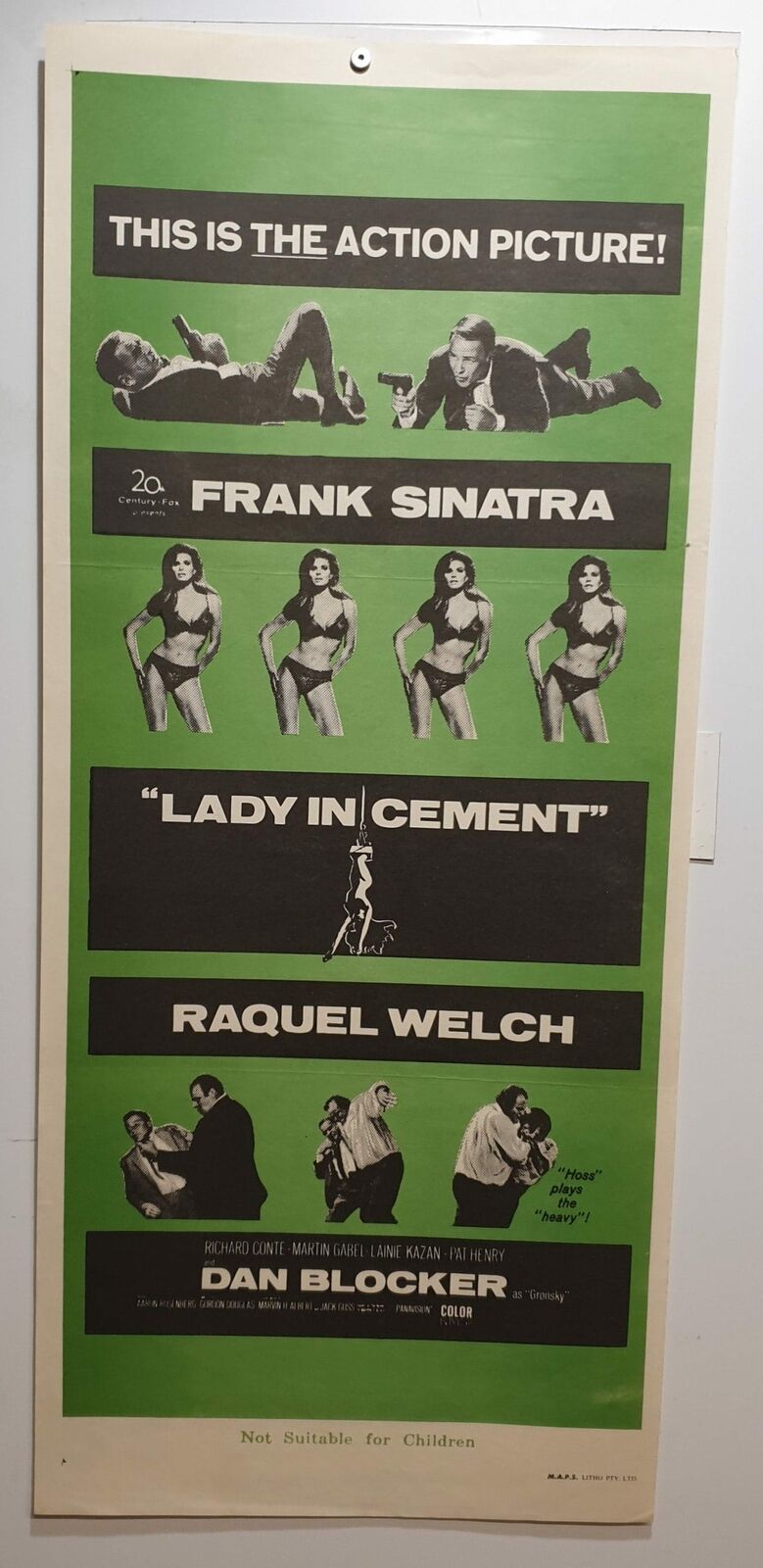 ORIGINAL DAYBILL MOVIE POSTER - LADY IN CEMENT - Green Background