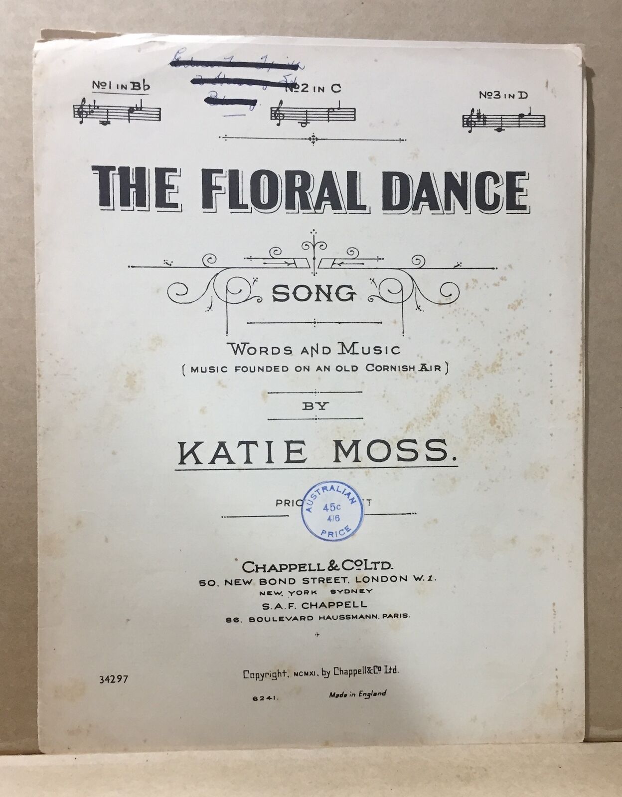 MUSIC SHEET - FLORAL DANCE KATIE MOSS