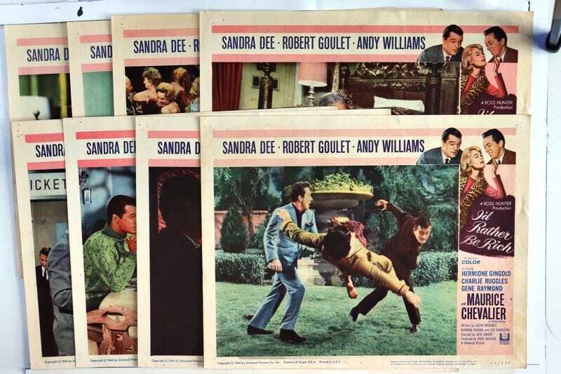 ORIGINAL LOBBY CARDS - I'D RATHER BE RICH - 1964 - set of 8