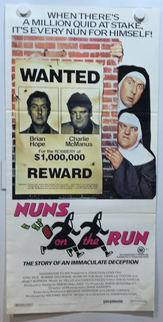 ORIGINAL DAYBILL MOVIE POSTER - NUNS ON THE RUN -1990