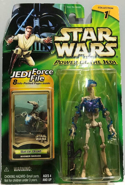 STAR WARS - HASBRO - JEDI FORCE FILE - POTJ -  BATTLE DROID - Boomer Damage