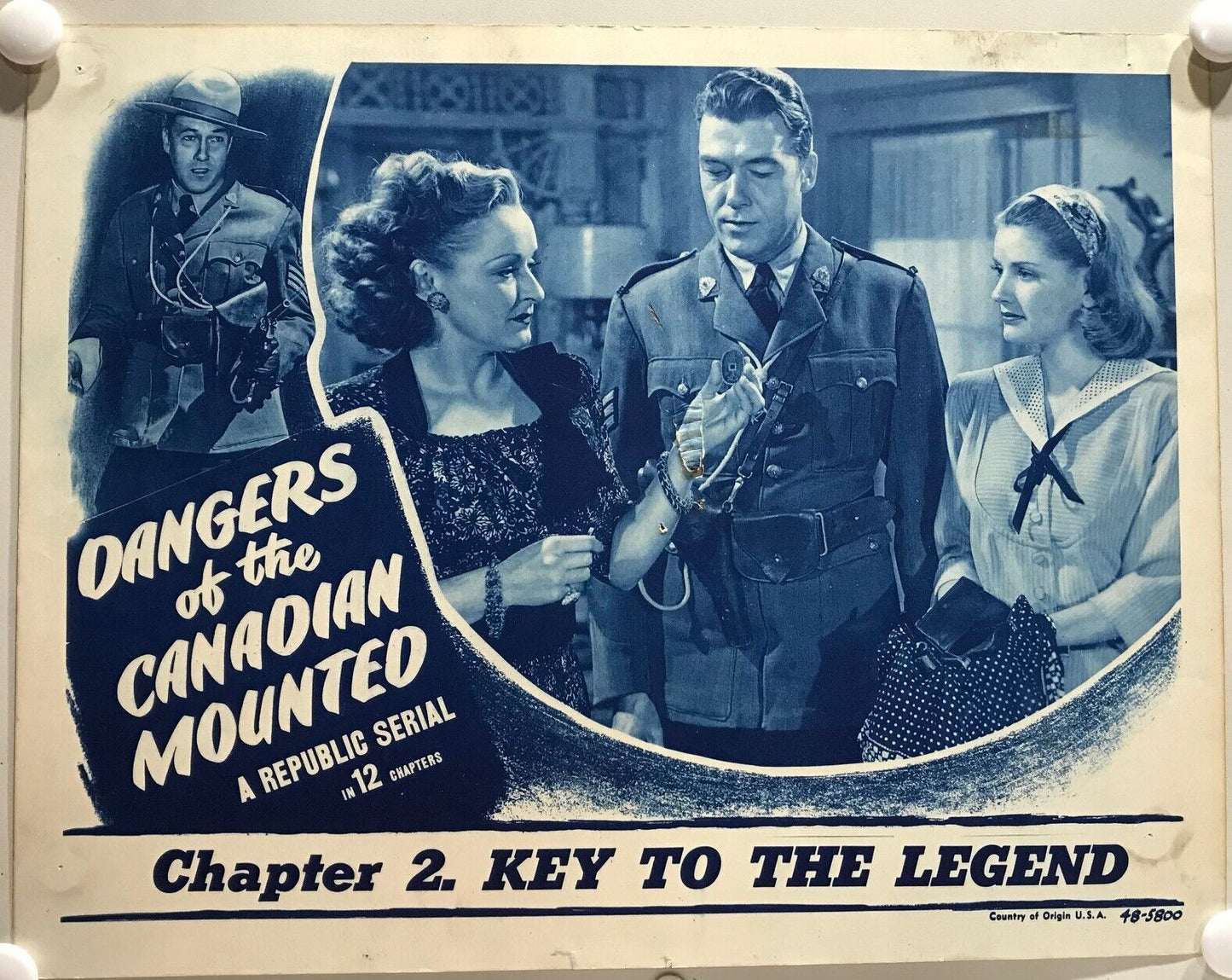 ORIGINAL SERIAL LOBBY CARD - DANGERS OF THE CANADIAN MOUNTED - 1948 - Ch 2