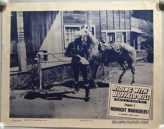 ORIGINAL SERIAL LOBBY CARD - RIDING WITH BUFFALO BILL (b) - 1954 - Ch 5 "Midn...