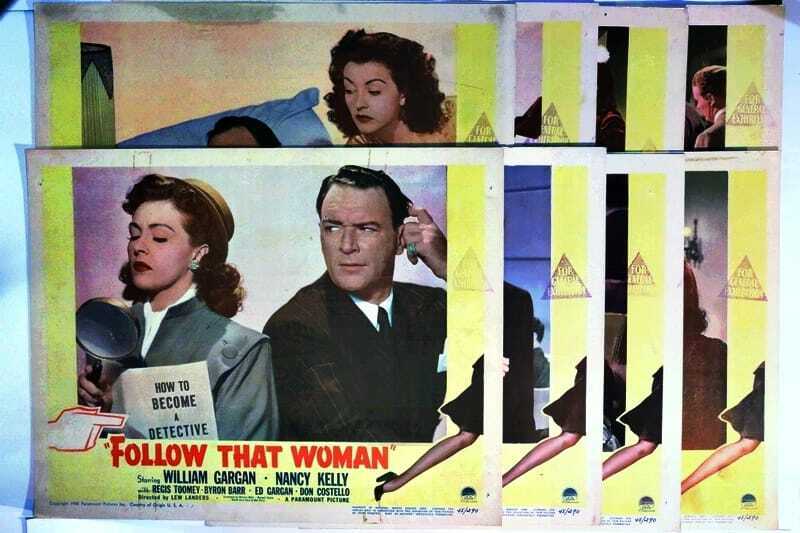 ORIGINAL LOBBY CARDS - FOLLOW THAT WOMAN - 1945 - set of 8