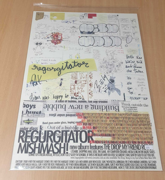 MUSIC PROMO POSTER - SIGNED - REGURGITATOR - MISHMASH! ft The Drop, My Friend Robot (b)