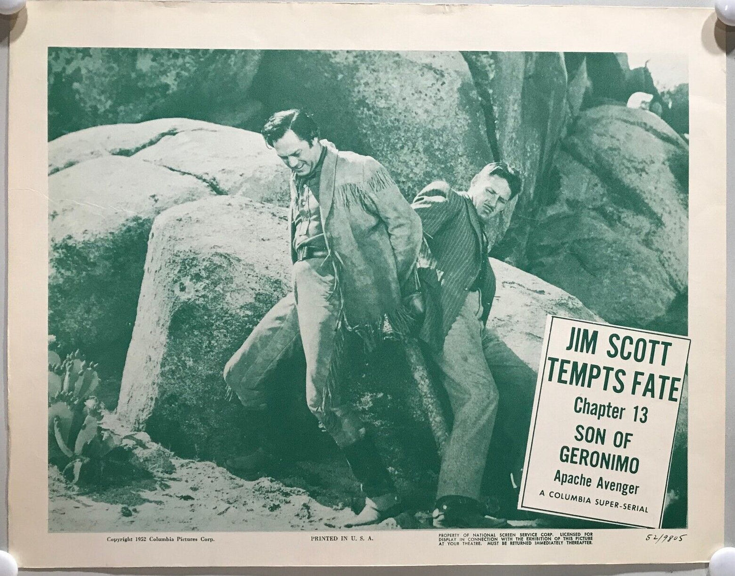 ORIGINAL SERIAL LOBBY CARD - SON OF GERONIMO (d) - 1952 - Ch 13 "Jim Scott Te...