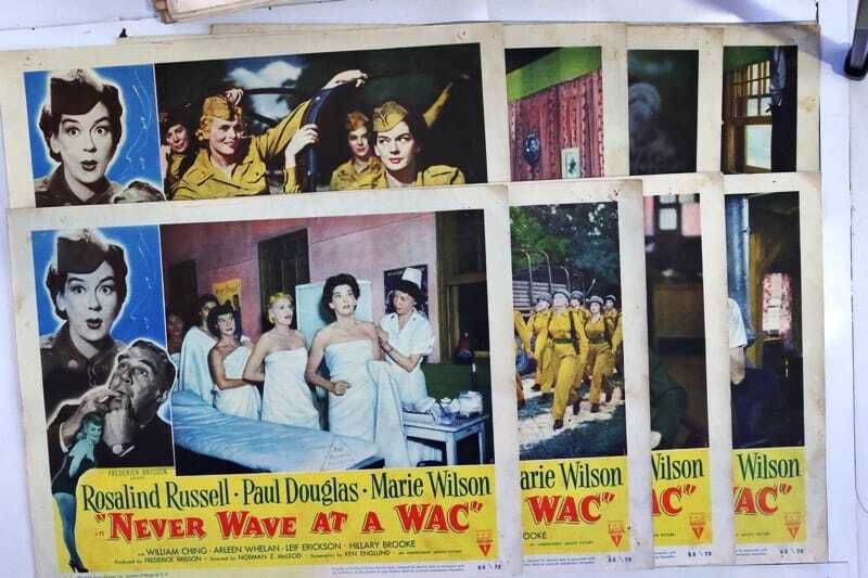 ORIGINAL LOBBY CARDS - NEVER WAVE AT A WAC - 1953 - set of 8