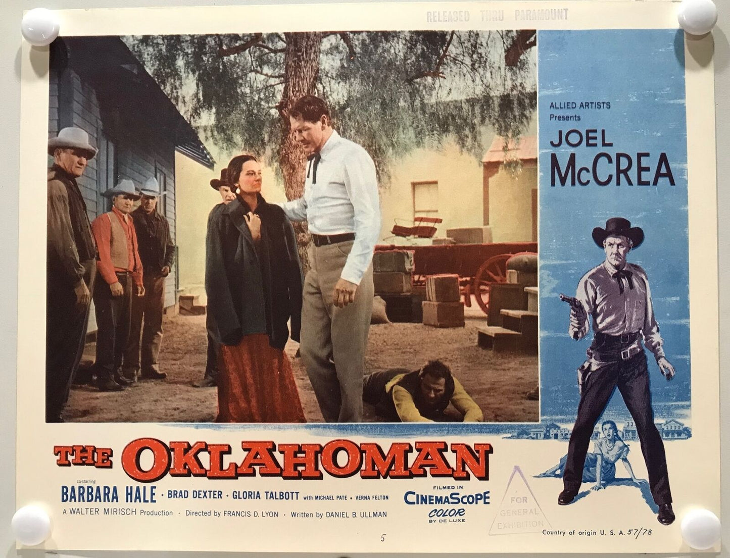 ORIGINAL LOBBY CARDS - THE OKLAHOMAN - 1957 - set of 8